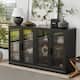 Large Sideboard Buffet Cabinet with 4 Glass Doors 2 Adjustable Shelves for Kitchen Living/Dinning Room Bedroom Entryway