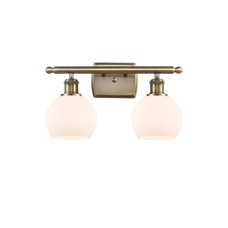 Innovations Lighting 516-2W-10-16 Athens Vanity Athens 2 Light 16" - Antique Brass / Matte White