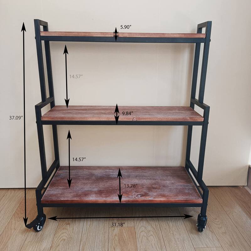 Rustic Plant Stand with Wheels, Rolling Plant Shelves Rack, Metal Plant Stand for Multiple Plants, Industrial Ladder Plant Shelf