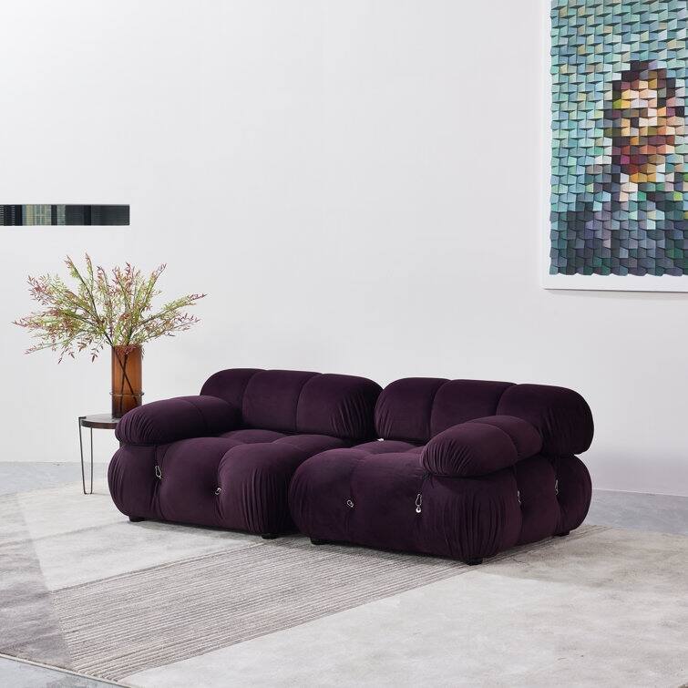 Breeley 76'' Velvet Upholstered Loveseat - Purple