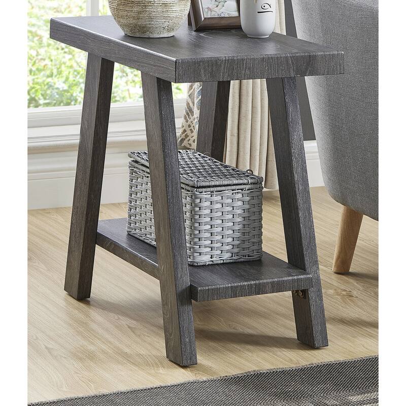 23.5" Modern Rectangular Side Table with Storage Shelf and Wide-angled Legs