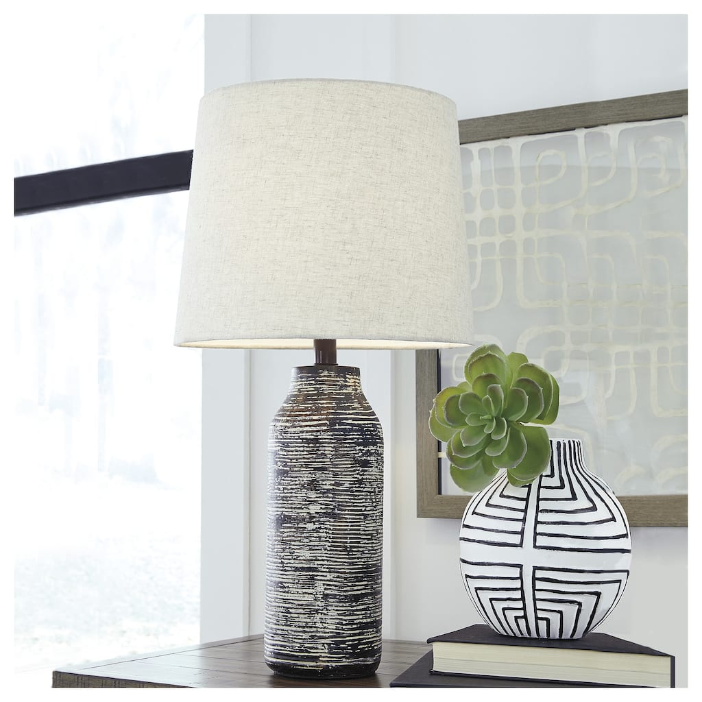 Mahima Paper 26 Inch Table Lamp - Black and White
