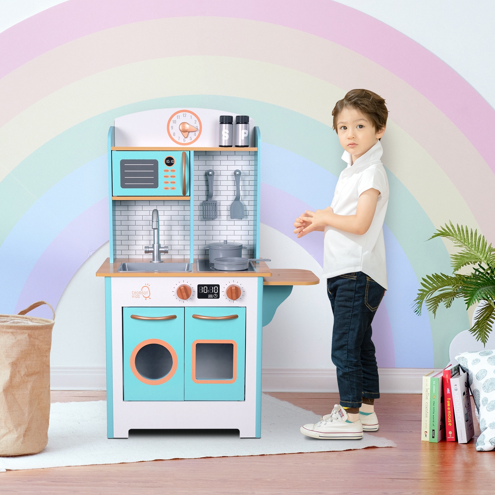 Teamson Kids Little Chef Santos Retro Play Kitchen Petrol wood 5 7 Years Kitchens
