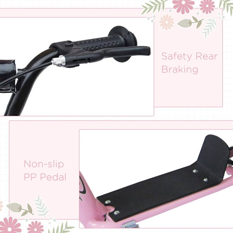 Kids Kick Scooter Adjustable Height Non-Slip Footplate 12" Wheels - 31.7" L x 13.7" W x 31.5"