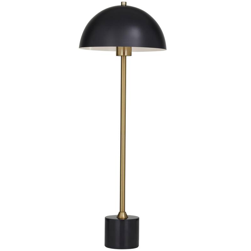 Metal Umbrella Style Room Desk Lamp with Marble Base - Black - Roche River Decor - Black - Matte Finish