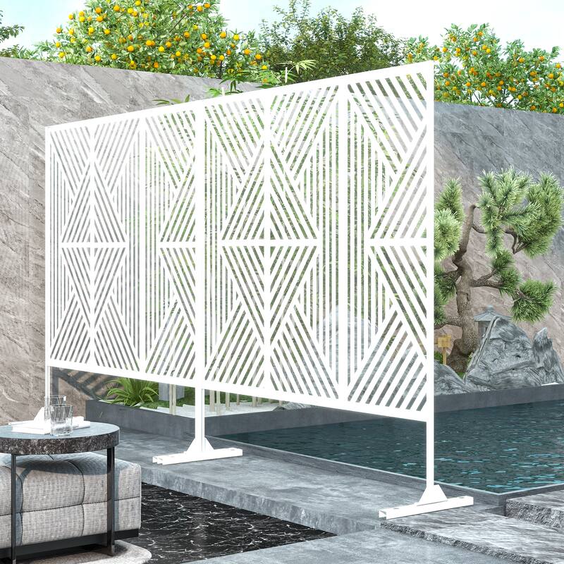 Metal Privacy Screen Wall Decoration Free Standing-6.3 ft. H X 4 ft. W