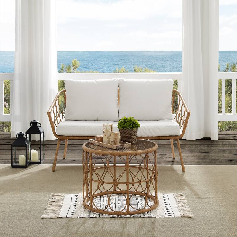 Juniper 2Pc Outdoor Wicker Conversation Set - 67"x54.5"x36"