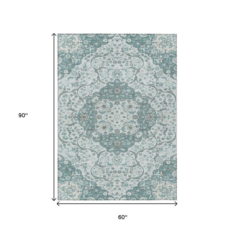 HomeRoots Medallion Traditional Rectangle Outdoor Rug
