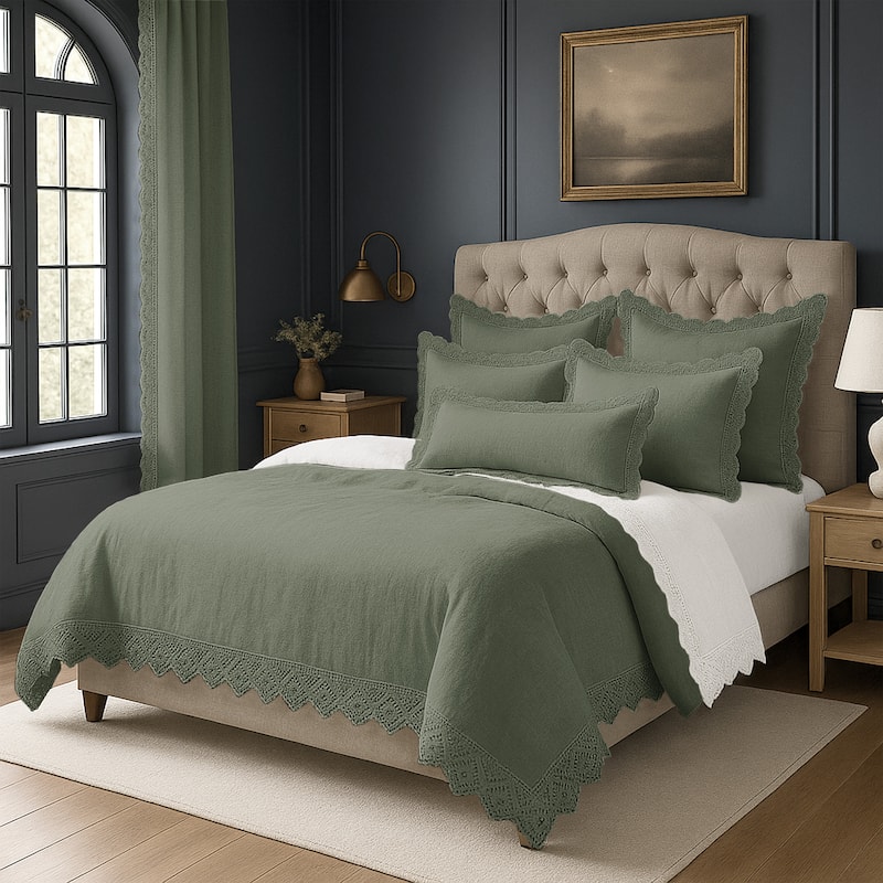Elsie Lace Sweet Grass 6 Piece Coverlet Set