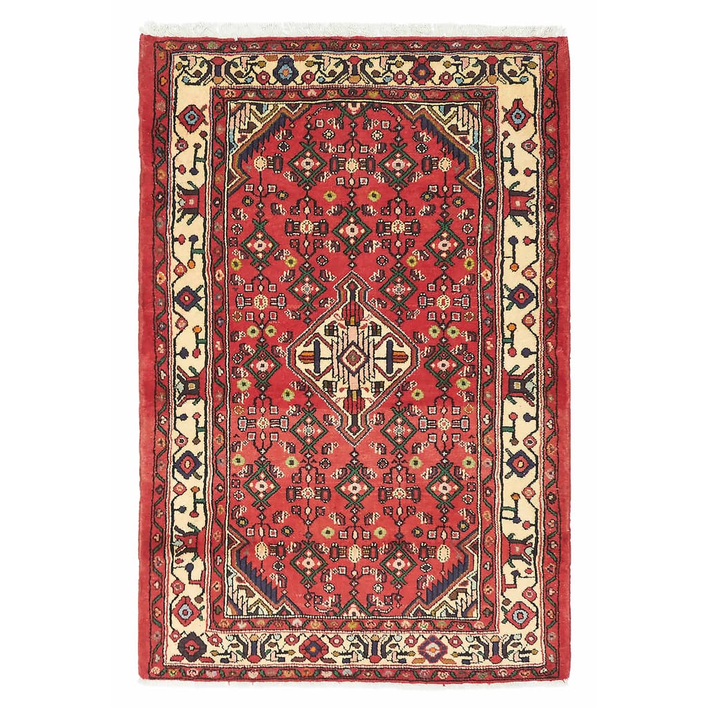 ECARPETGALLERY Hand-knotted Andelz Red Wool Rug - 3'3 x 4'10