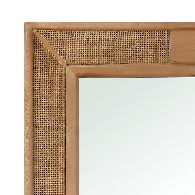Atlas Cabana Rectangular Wood and Rattan Wall Mirror - 39.5 inch High