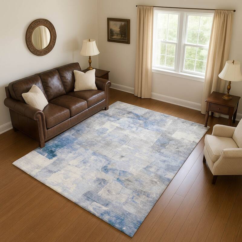 Premium Washable Super Soft Chic Modern Mayfield Rug - Denim - 3' x 5'