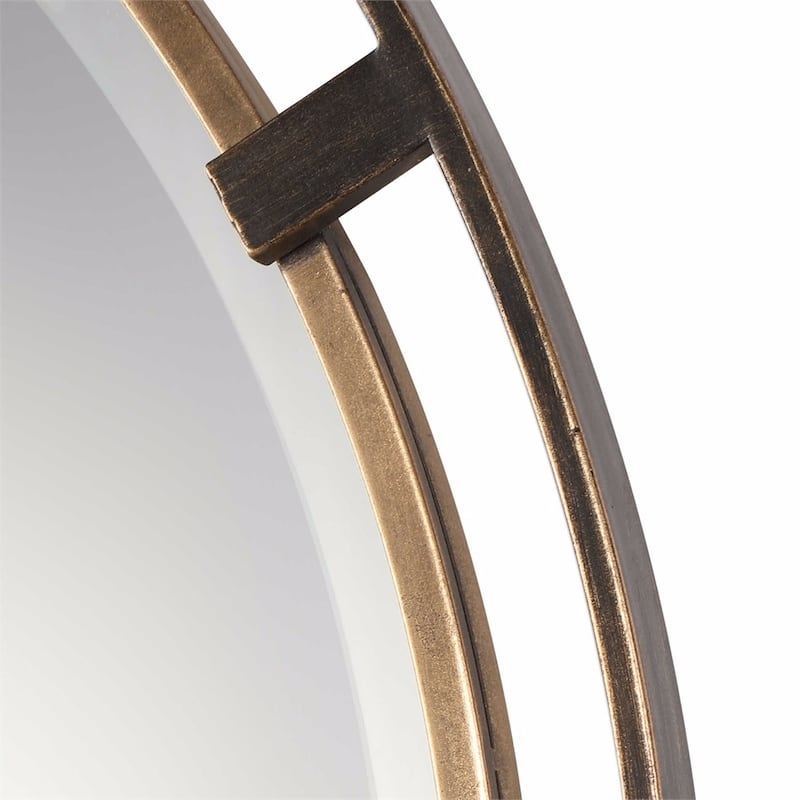 Uttermost Carrizo 36" Round Contemporary Bronze and Gold Wall Mirror