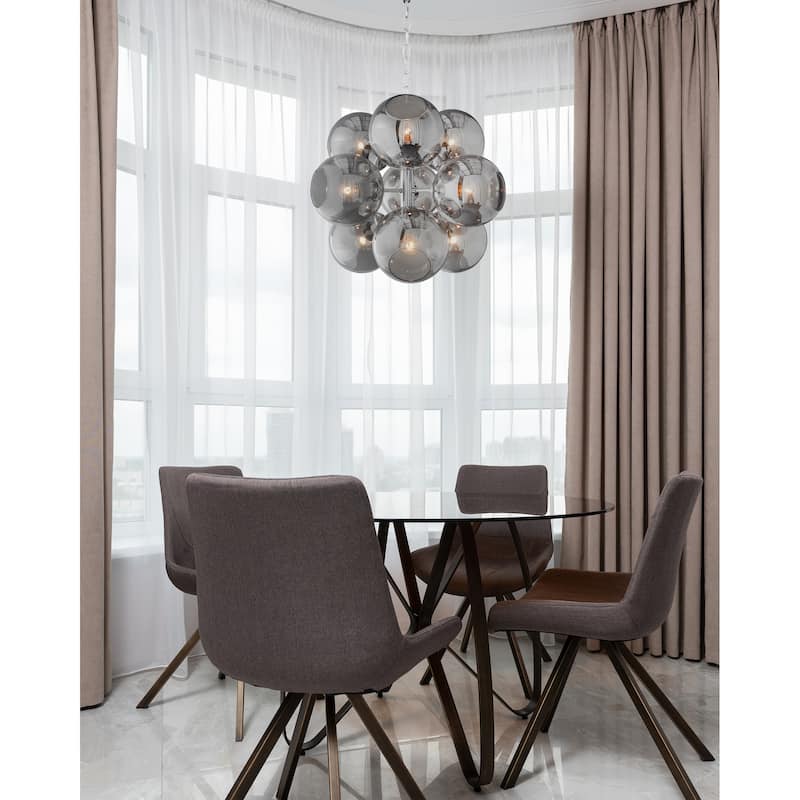 9 - Light Sputnik Sphere Chandelier Modern Smoked Glass Globe Lamp - N/A
