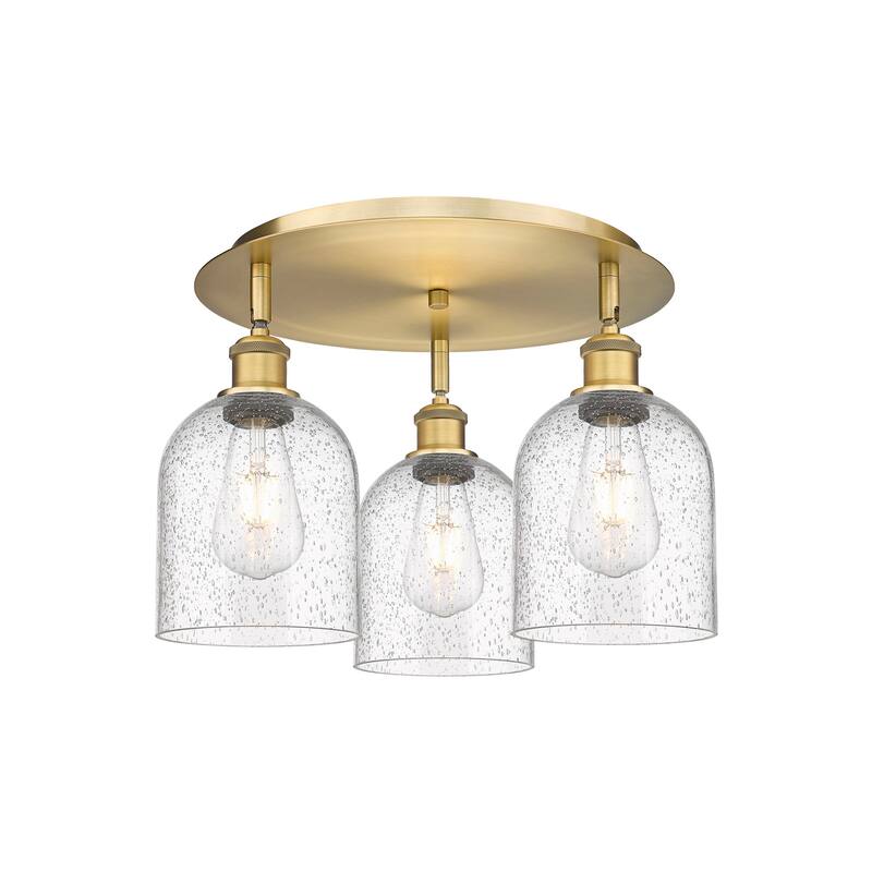 Innovations Lighting 516-3C-11-18 Bella Flush Bella 3 Light 18" Wide - Brushed Brass / Seedy