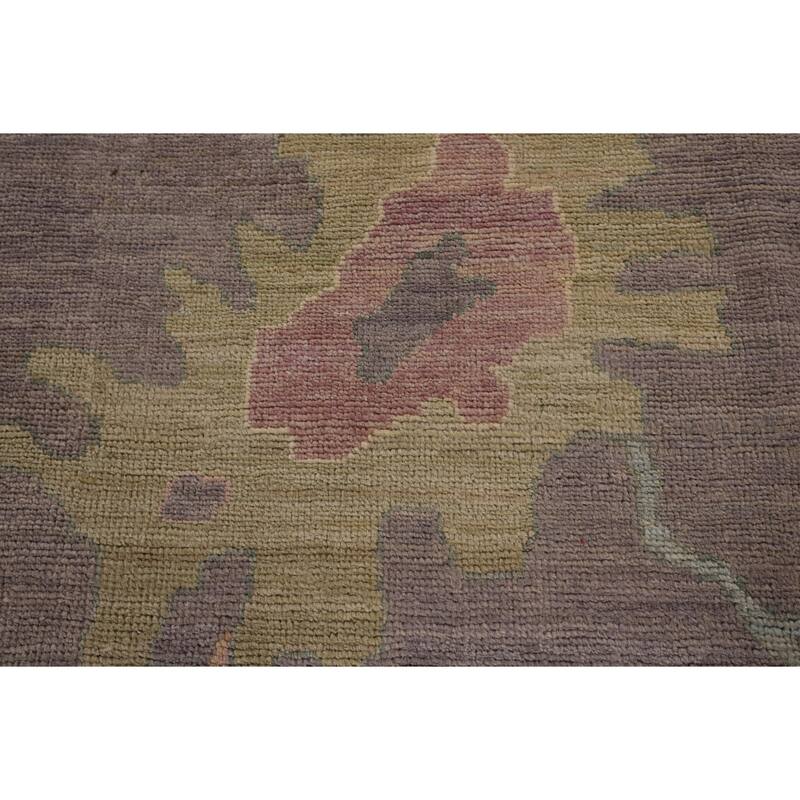 All-Over Gray Oushak Vegetable Dye Large Area Rug Handmade Wool Carpet - 10'0" x 13'9"