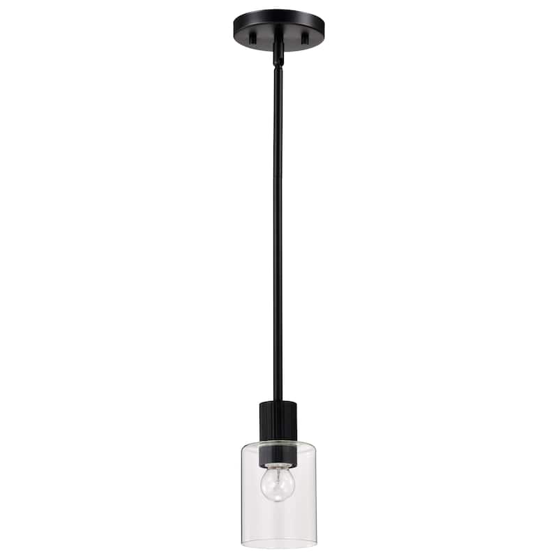 Clarksville 5 Inch Mini Pendant Matte Black with Clear Glass - Matte Black - Matte Black