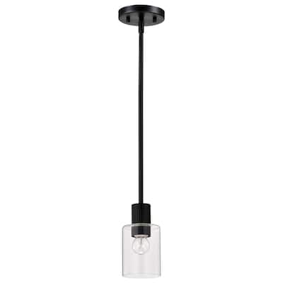 Clarksville 5 Inch Mini Pendant Matte Black with Clear Glass - Matte Black