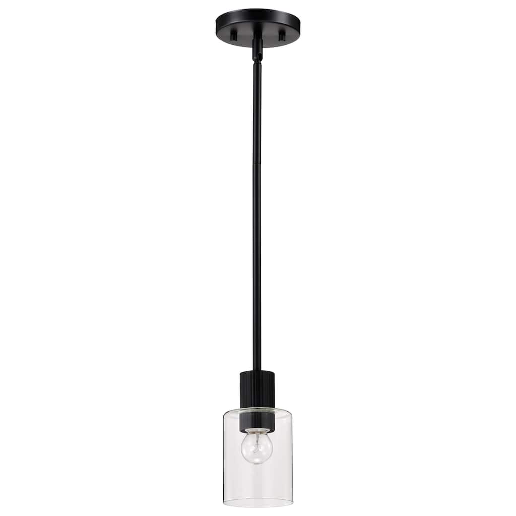 Clarksville 5 Inch Mini Pendant Matte Black with Clear Glass - Matte Black