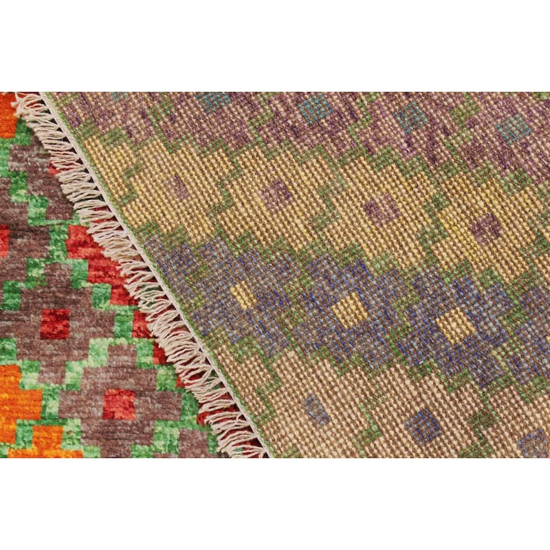 Boho Chic Balochi Andrews Blue/Orange Hand Knotted Wool Rug - 5'6'' x 7'9''