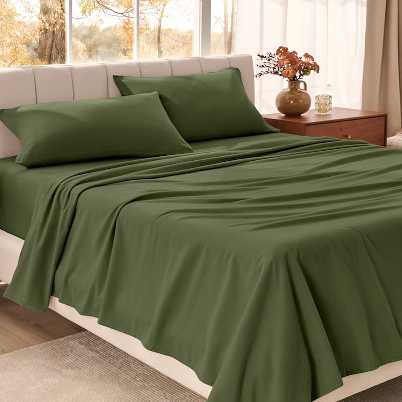 Bare Home Organic Cotton Flannel Sheet Set - Queen - Cypress