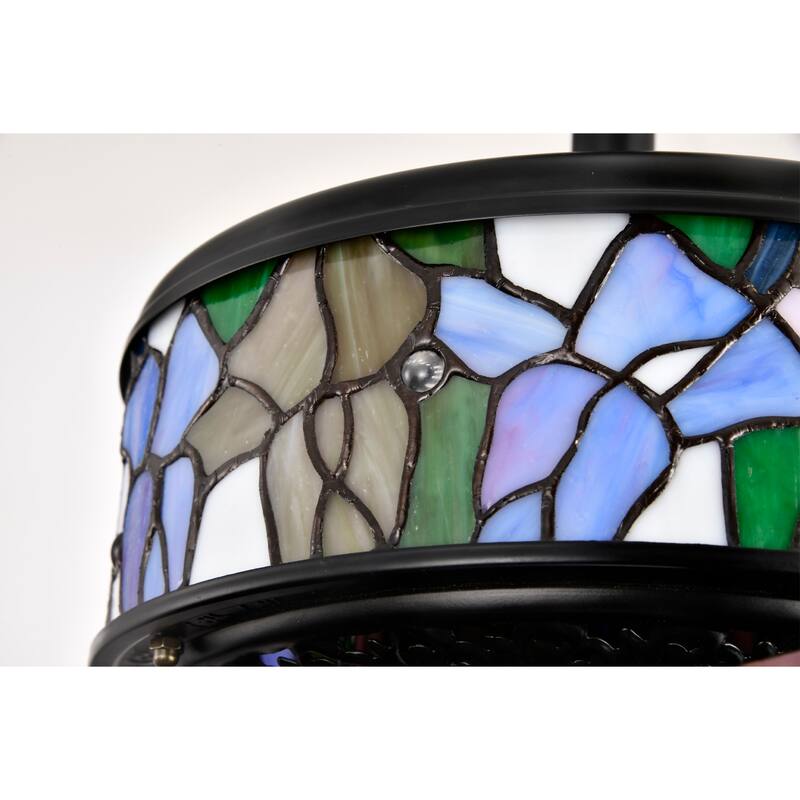 Zaina 5-Blade Lighted Ceiling Fan 2-Tier Tiffany Style Glass