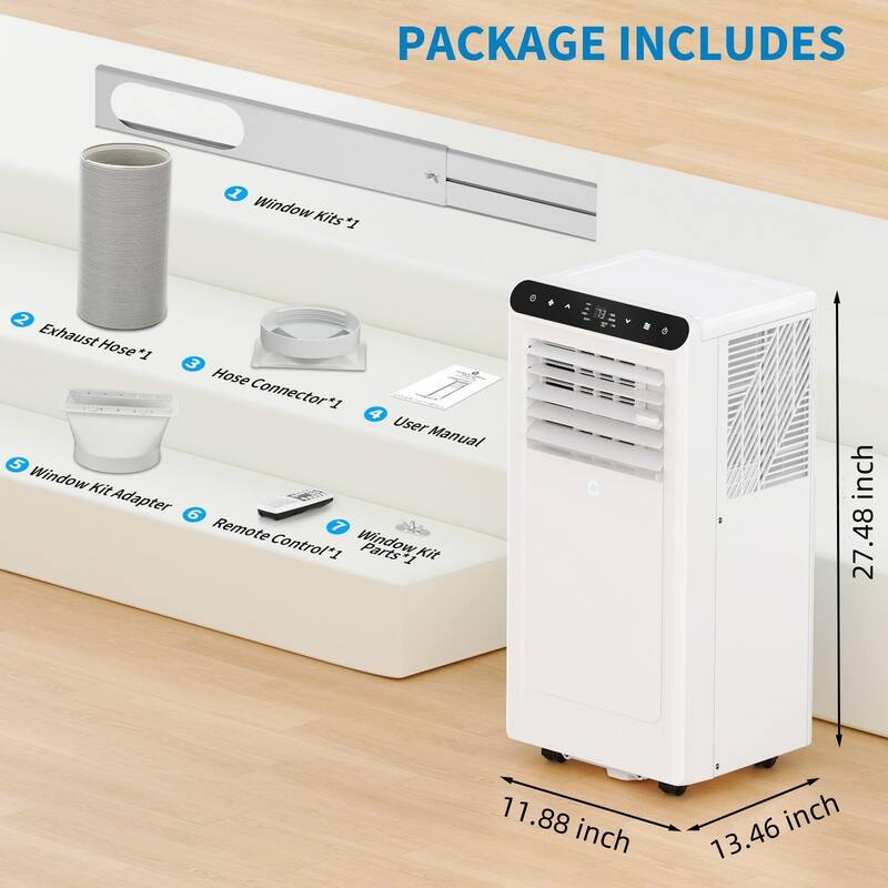8000 BTU Portable Air Conditioner, 3-in-1 AC Unit with Fan, Dehumidifier, Quiet Air Conditioner with Remote