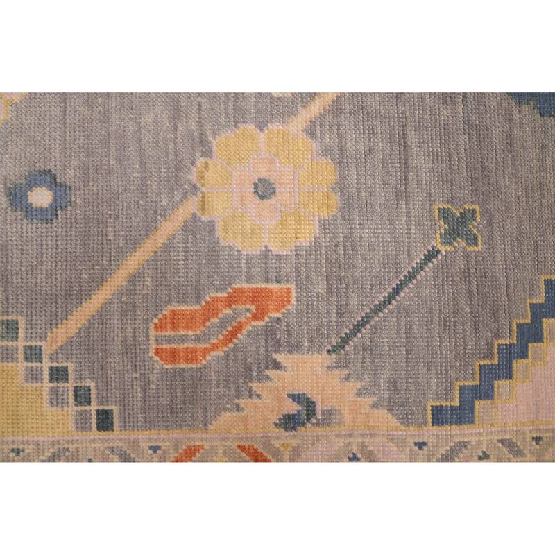 ECARPETGALLERY Hand-knotted Modern Oushak Dark Grey Wool Rug - 8'0 x 9'11