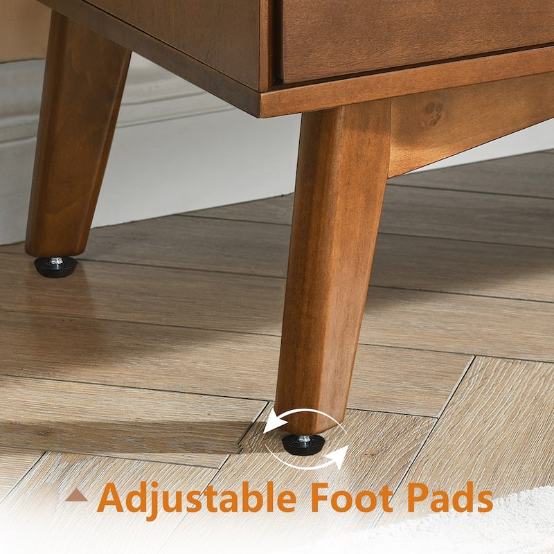 Roomfitters 47.3" Mid Century Sideboard, Buffet Cabinet with 2 Doors, 3 Drawers, Storage Organizer, Walnut