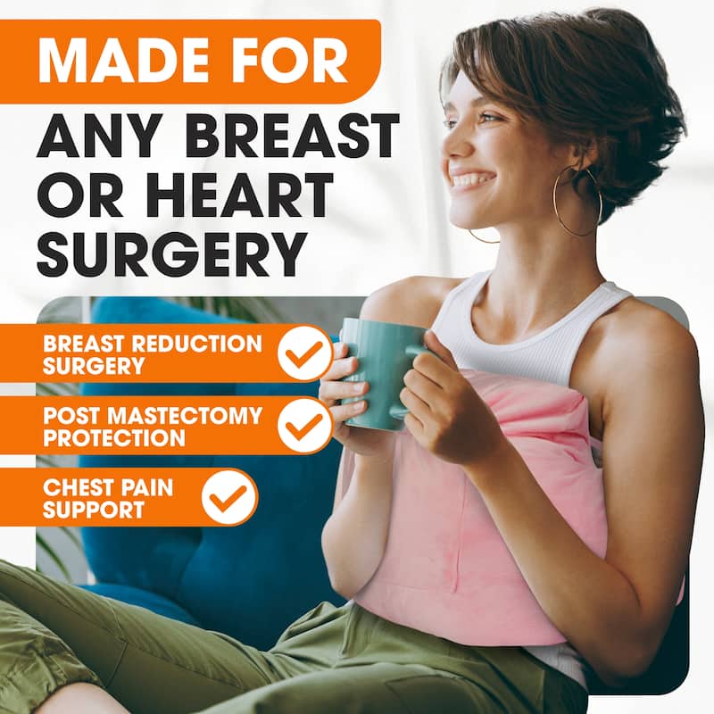 Cheer Collection Post Mastectomy Pillow with Front and Back Pockets - Pink