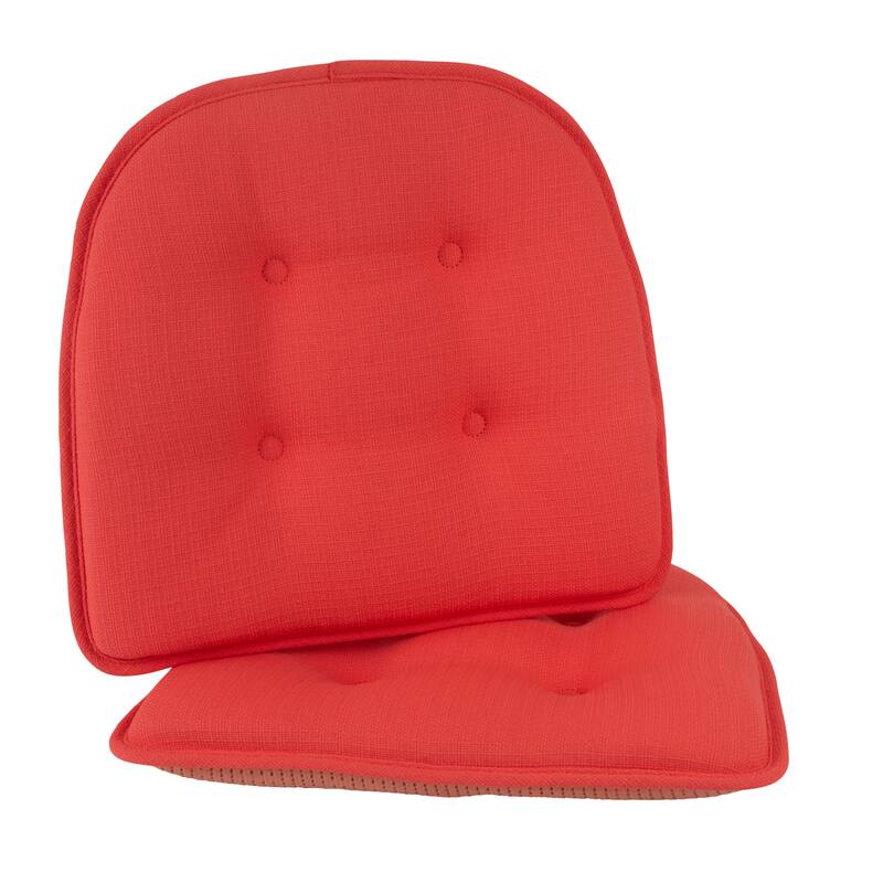 Klear Vu Non-Slip 15" x 16" Omega Tufted Dining Chair Cushion Set - Coral - Set of 2