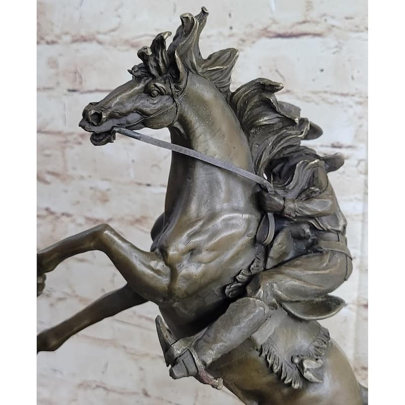 Country Western Wild West Cowboy Gunslinger On Imitative Horseback Bronze Sculpture Decor