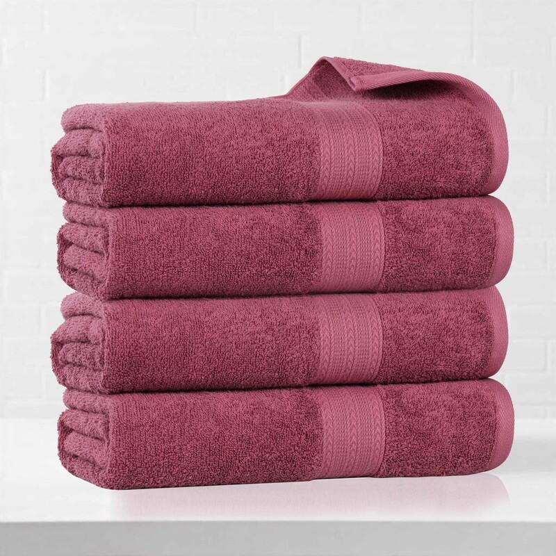 Eco-Friendly Sustainable Cotton Bath Towel by Superior (Set of 4) - Rosewood