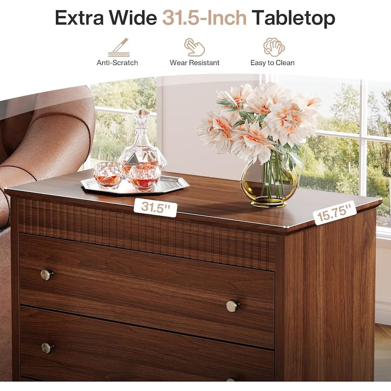 31.5" Oversized Nightstand with 3 Drawers, Storage End/Bedside Table for Bedroom & Home