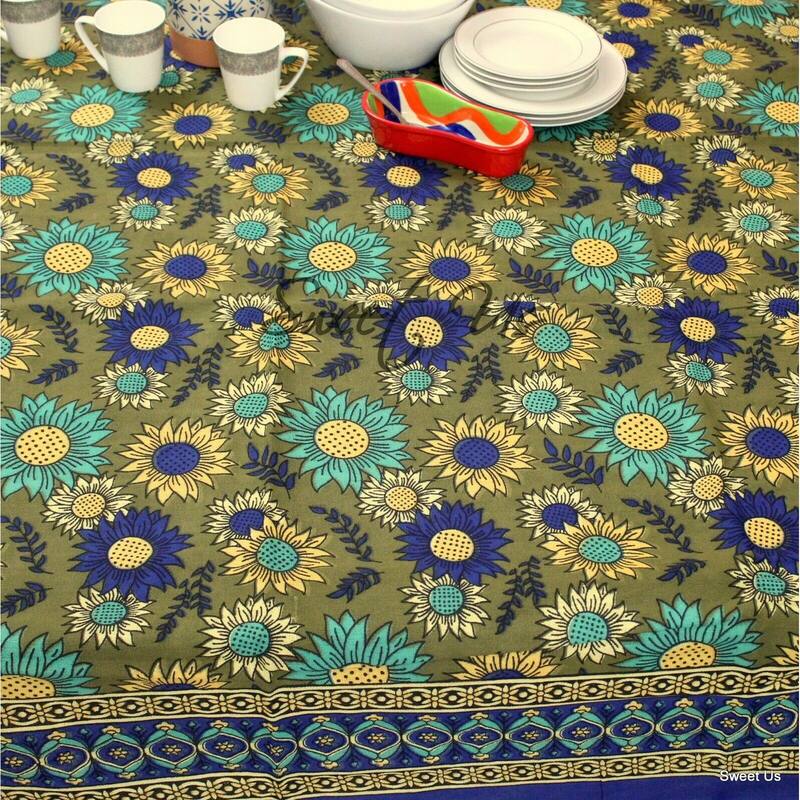 Cotton Sunflower Multi Floral Tablecloth Rectangle