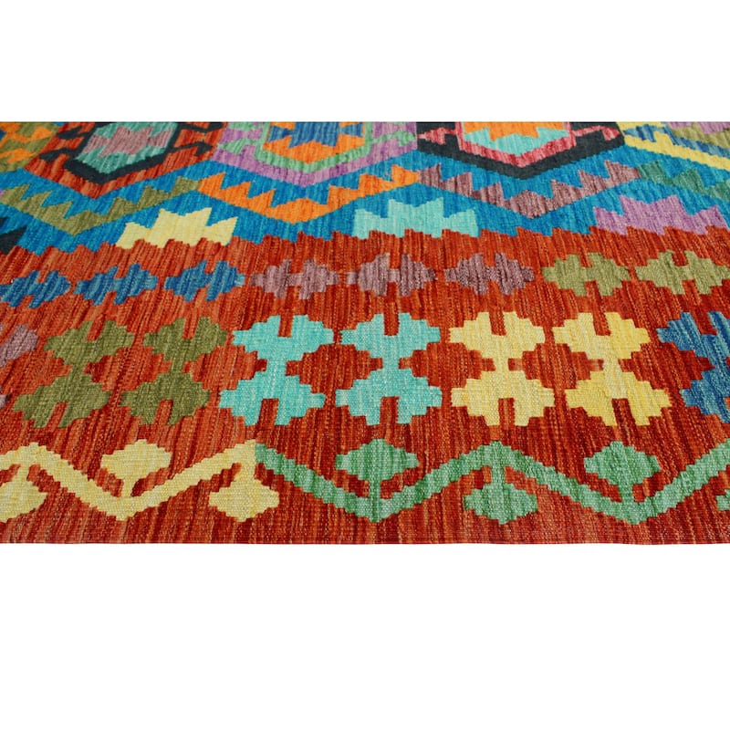 Flatweave Vallen Turquoise/Red Rug - 8'5" x 9'8"