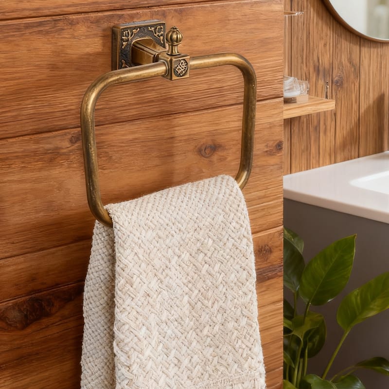 Rectangular Wall Mount Towel Ring Mid-Century Style  - 6.69'' H X 7.48'' W X 2.95'' D