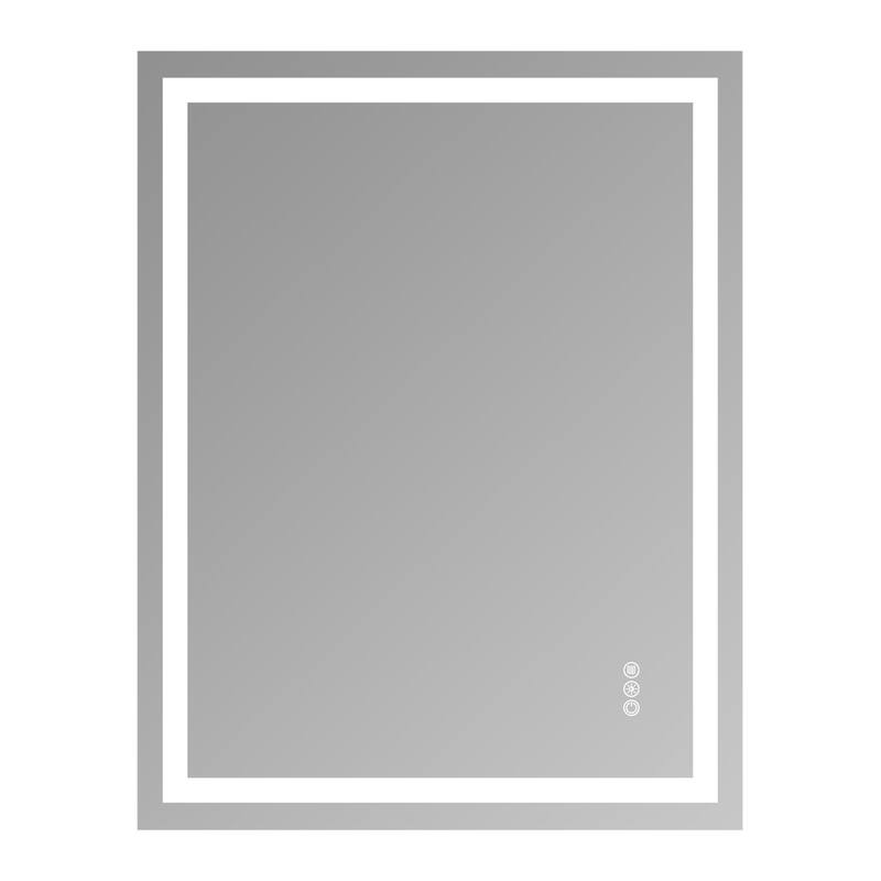 Tempered Glass LED Vanity Mirror Frameless with Anti-Fog and Dimmable - Clear - 28x36
