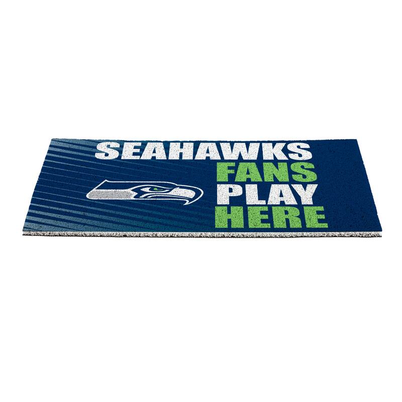 28 in. x 16 in. Seattle Seahawks "Fans Play Here" PVC Door Mat