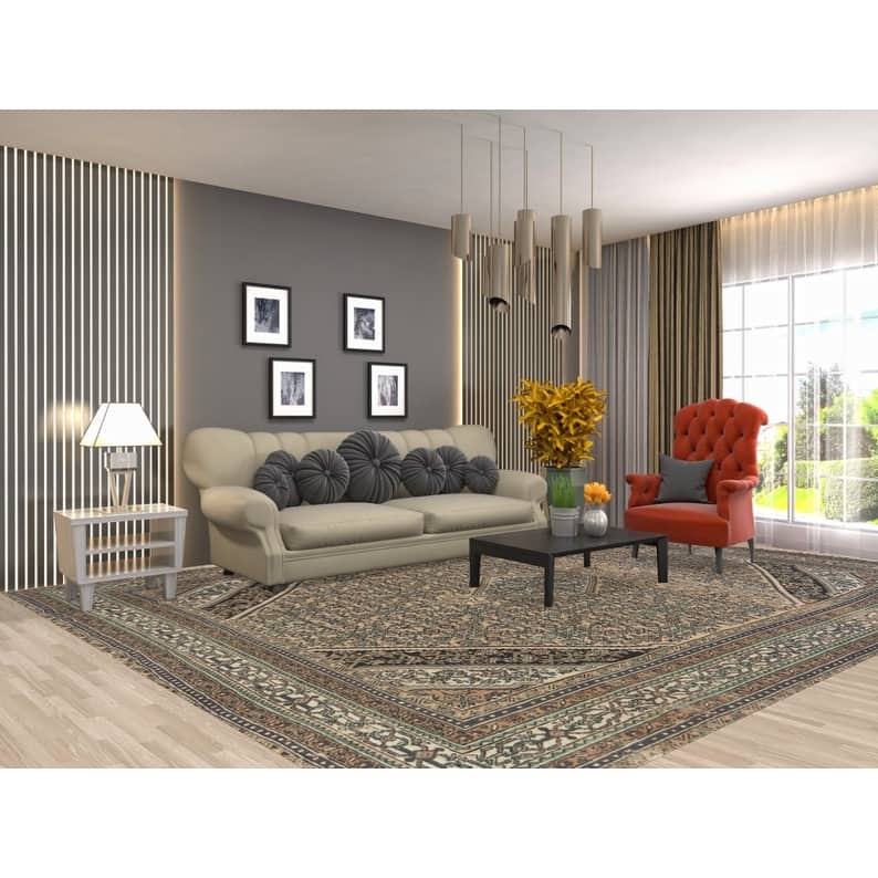 Hand Knotted Oriental 100% Wool Carpet Traditional Medallion Peach Hamedan Area Rug - 12' 11'' X 10' 0''