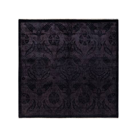 Vibrance, One-of-a-Kind Hand-Knotted Area Rug - Black, 6' 0" x 6' 1" - 6' 0" x 6' 1"
