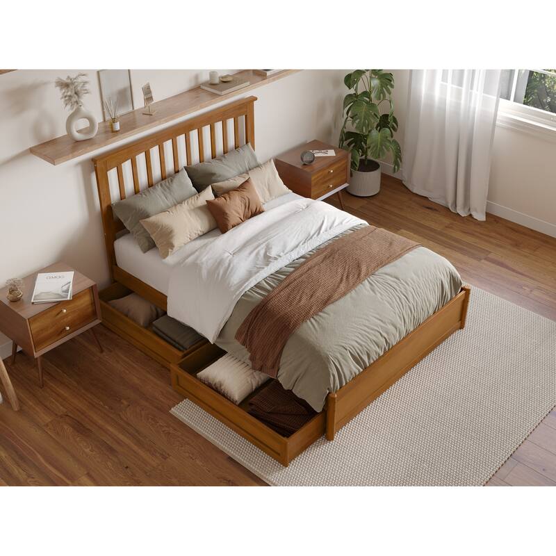 Everett Platform Bed with Panel Footboard and Storage Drawers
