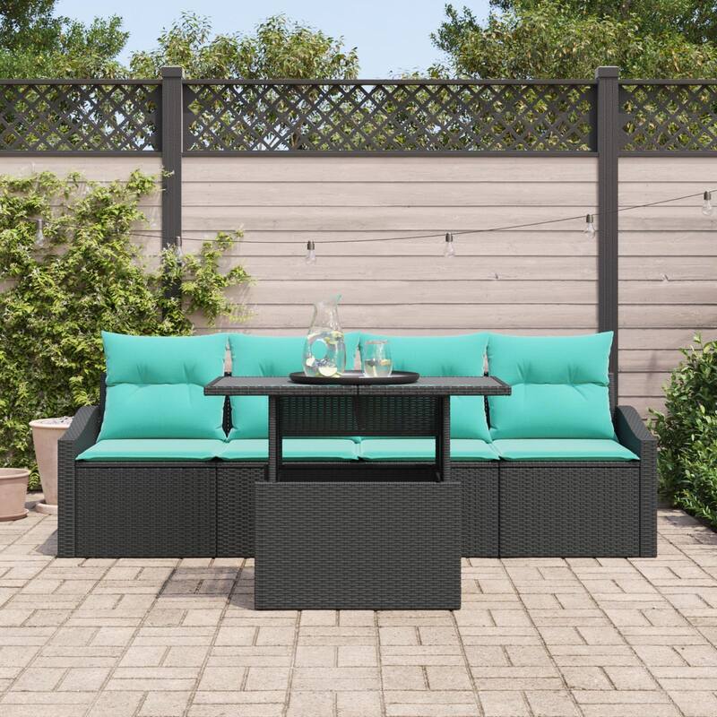 vidaXL 5 Piece Garden Sofa Set with Cushions - 91.7×24.4×27.2