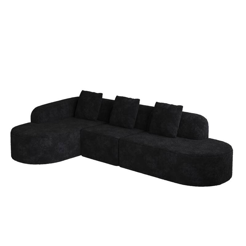 111.8" Modern L-shaped Curved Modular Sofa with Three Pillows