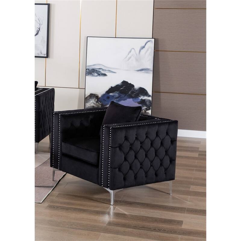 Velvet Accent Chair with Button Tufted