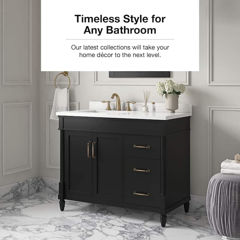 Salisbury Bathroom Vanity with White Engineered Marble Top