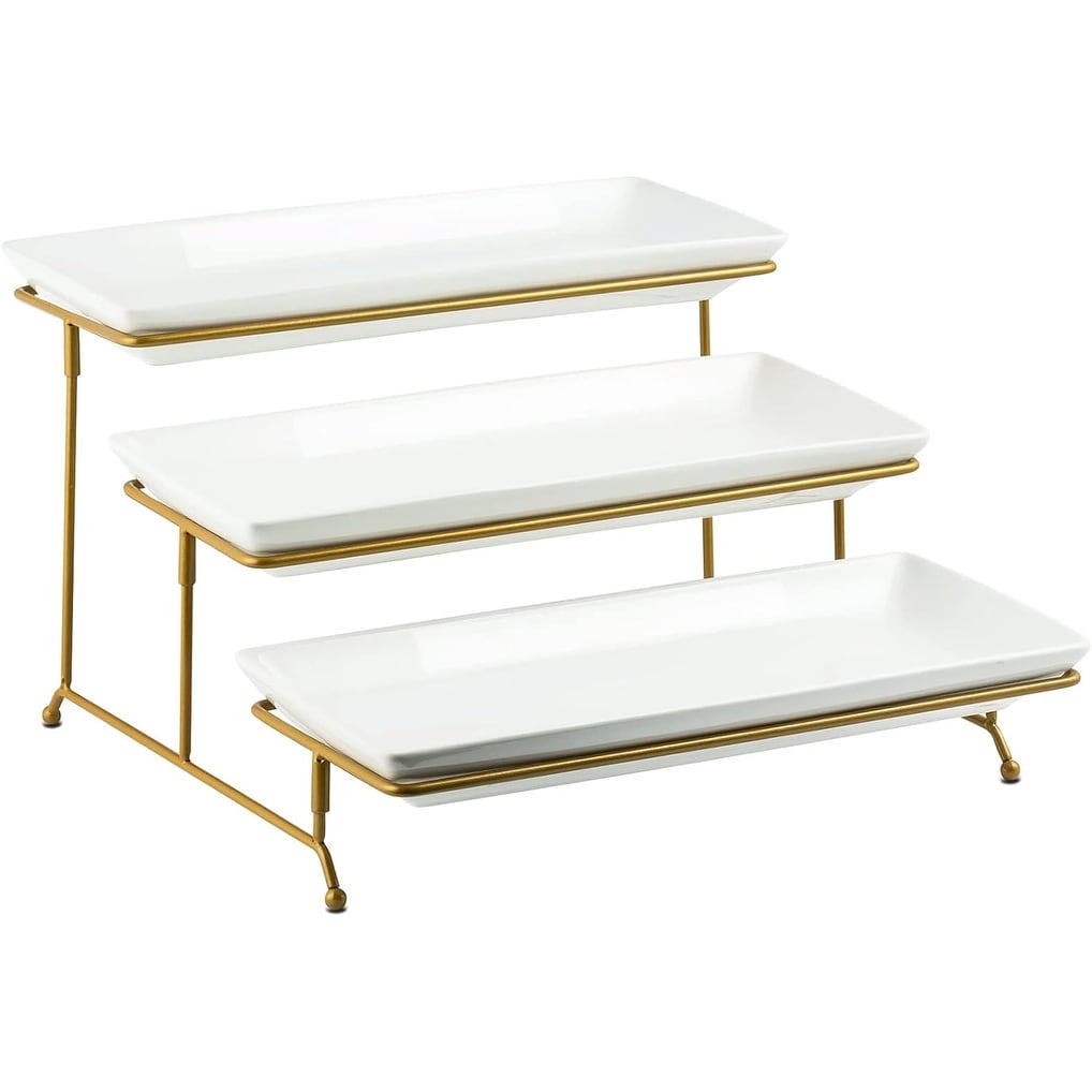  DELLING 16 x 5 Ceramic 3-Section Stackable Serving Tray, Serving  Platter Set of 3, 3 Compartment Appetizer Serving Tray, White Divided Serving  Dishes, Snack, Food, Dessert Platters : Home & Kitchen
