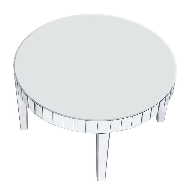 Dazzling Sliver Round Coffee Table with Mirror Mosaic Design