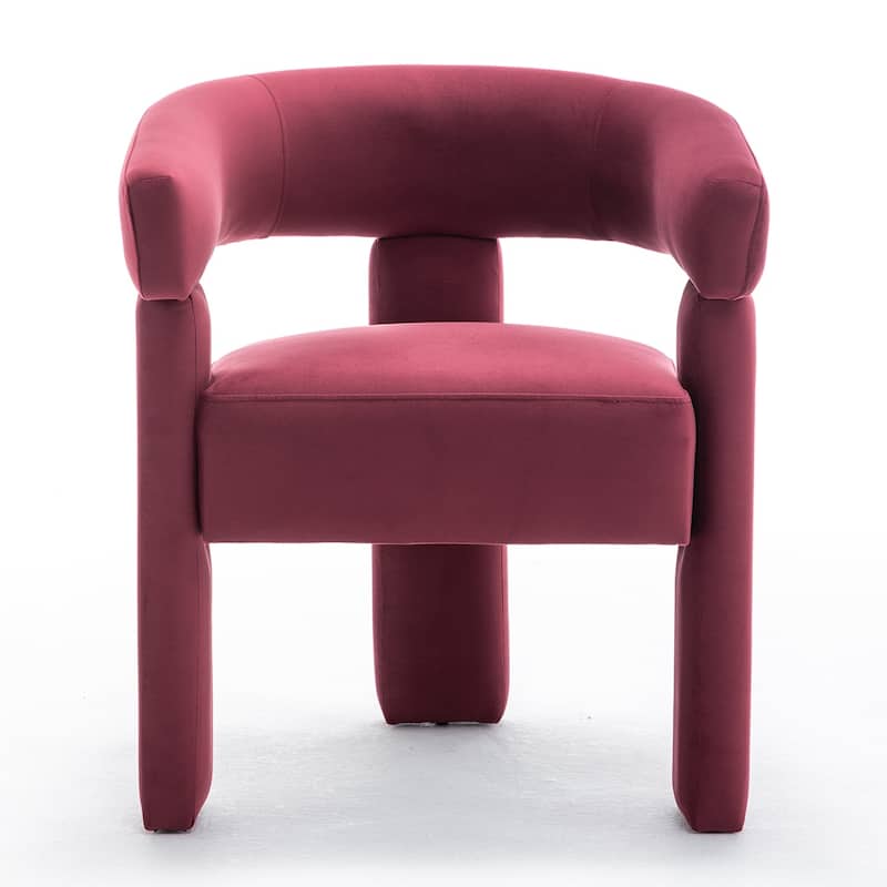 SEYNAR Modern Velvet Accent Chair, Upholstered Barrel Armchair with Curved Back and Thickened Padded Seat