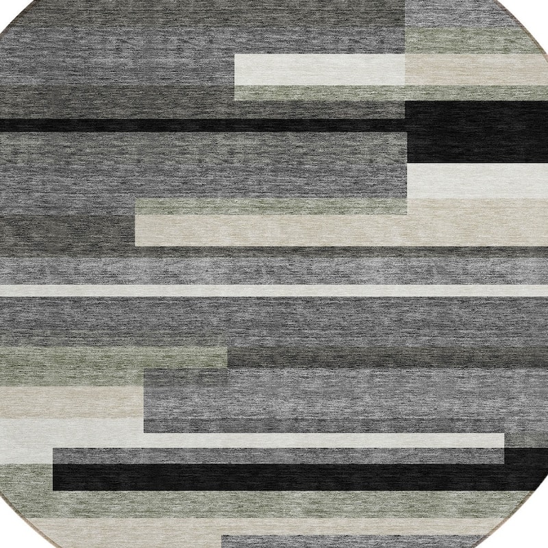 HomeRoots Striped Transitional Rectangle Outdoor Rug